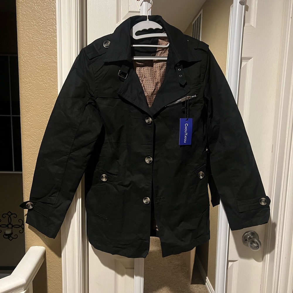 ChouYatou Black Women’s Trench Coat Size Small